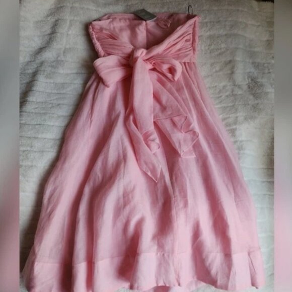 H&M Ramie Bandeau Dress Removable Straps Cotton Light Pink Sz BNWT